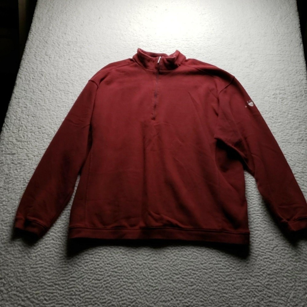 Nike Golf Sweatshirt Mens 2XL Red Fleece Quarter Zip Mock Neck Pullover Logo